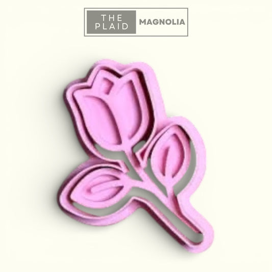 Stemmed Tulip - Custom 3D Printed Cookie Cutter + Stamp Combo
