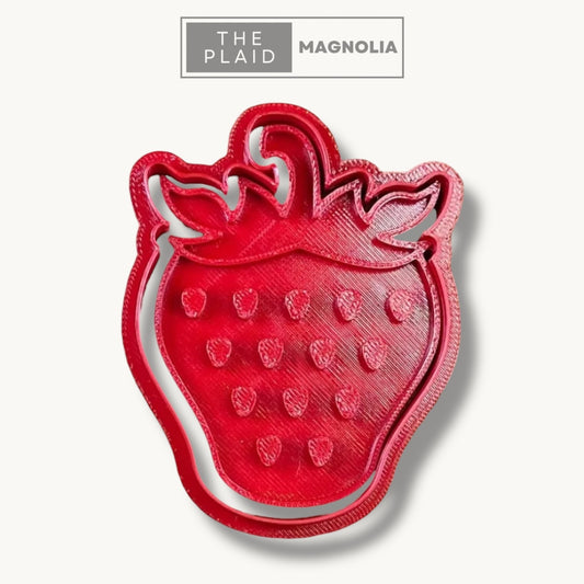 Strawberry - Custom 3D Printed Cookie Cutter + Stamp Combo