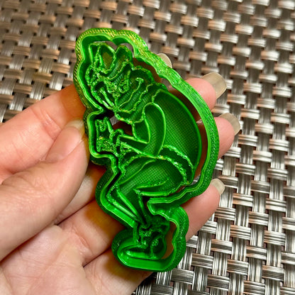 Sneaking Grinch - Custom 3D Printed Cookie Cutter + Stamp Combo