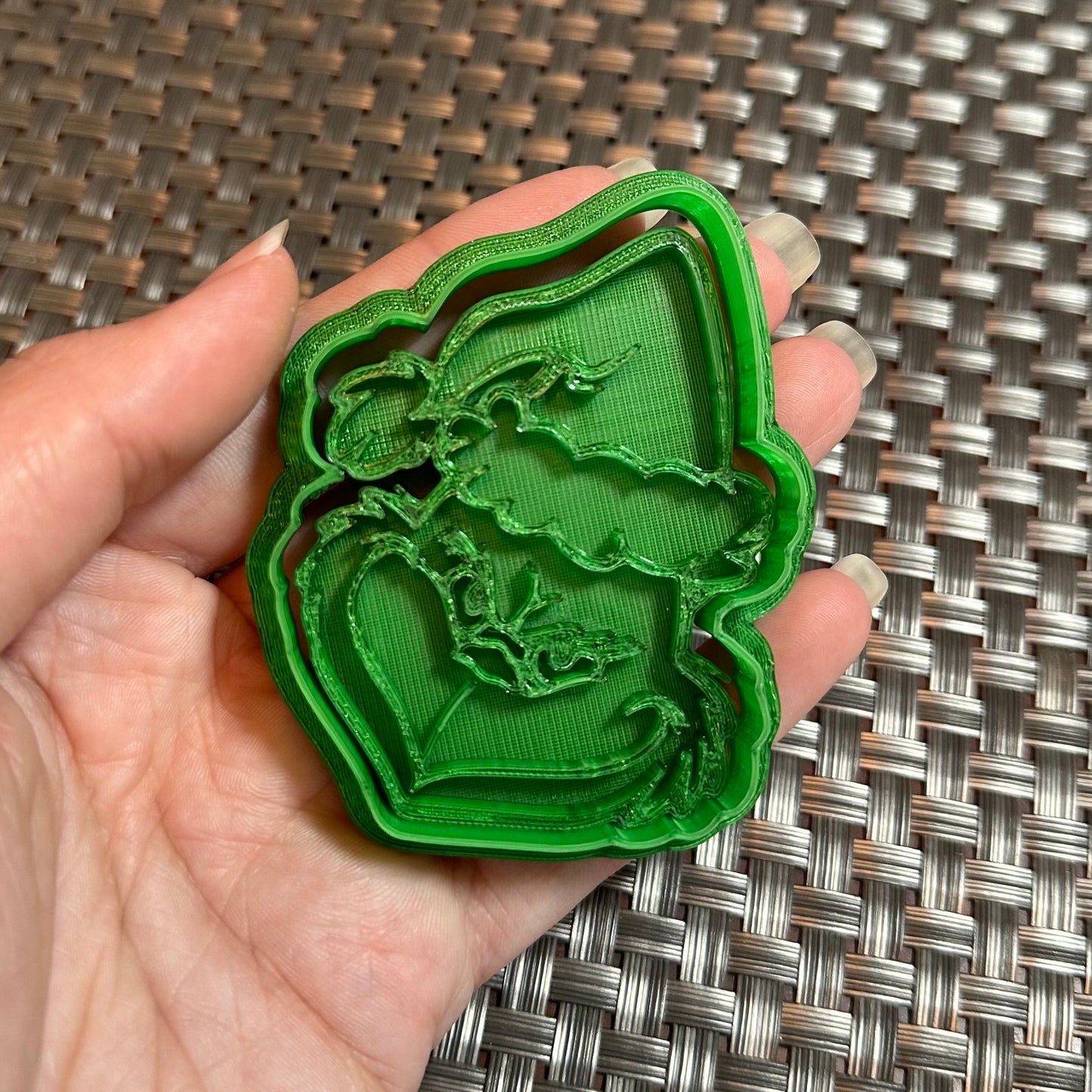 Grinch Head - Custom 3D Printed Cookie Cutter + Stamp Combo