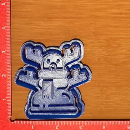 Snowman with Moose Antlers - Custom 3D Printed Cookie Cutter + Stamp Combo