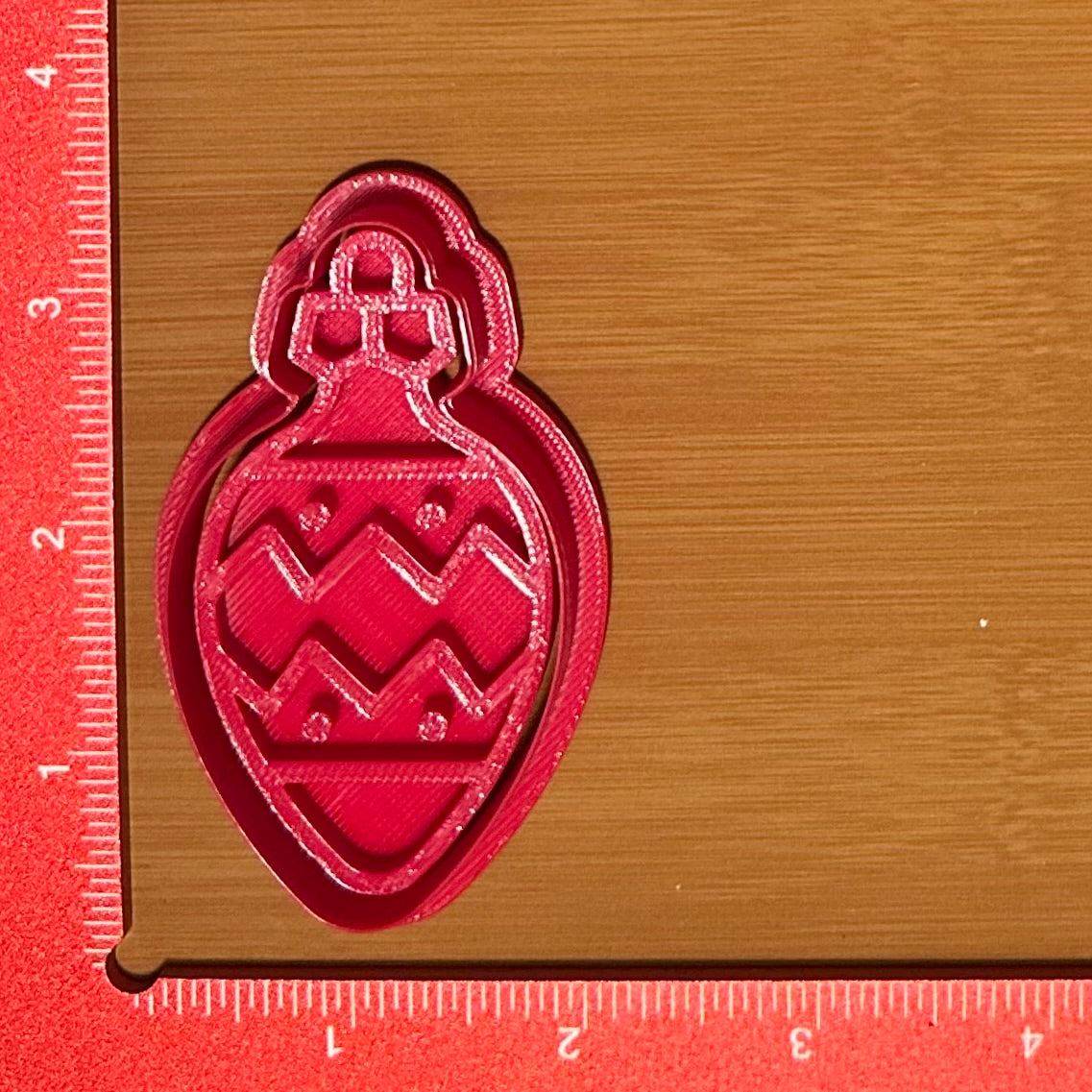 Bulb Ornament with Chevron and Stripes - Custom 3D Printed Cookie Cutter + Stamp Combo