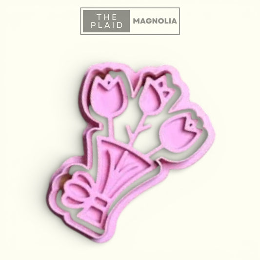 Bouquet of Flowers - Custom 3D Printed Cookie Cutter + Stamp Combo
