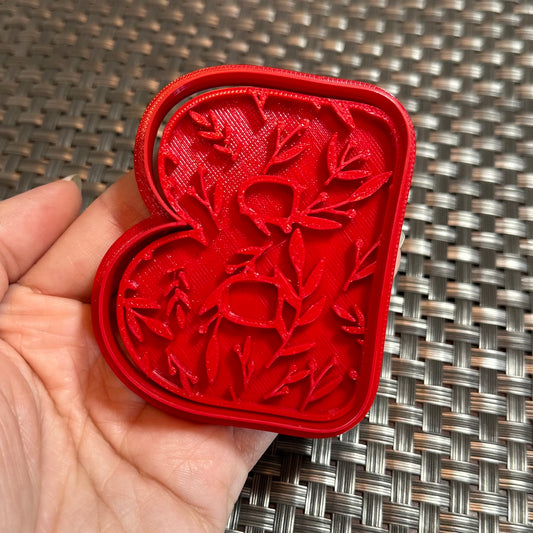 Letter with Winter Botanical Pattern - Custom 3D Printed Cookie Cutter + Stamp Combo