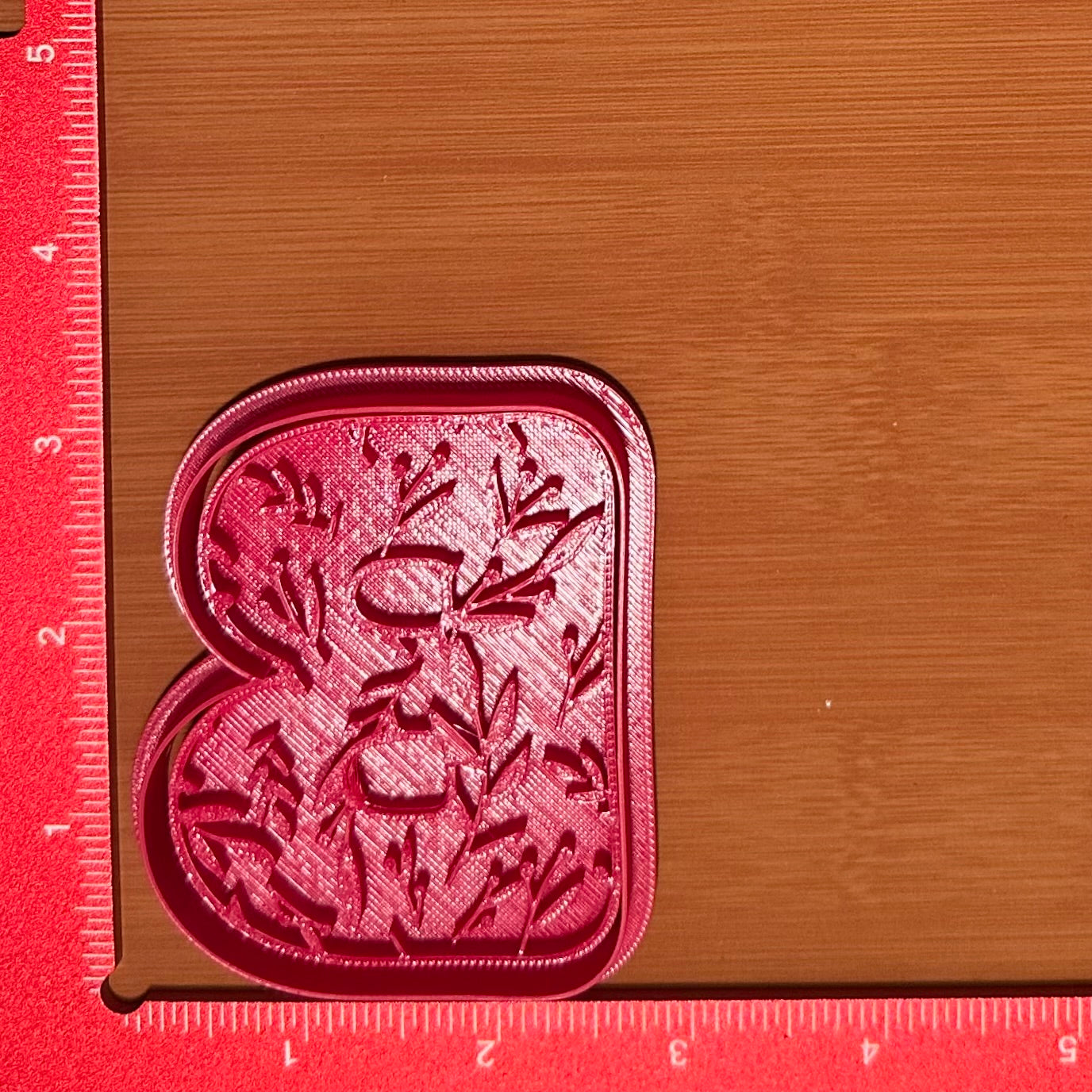 Letter with Winter Botanical Pattern - Custom 3D Printed Cookie Cutter + Stamp Combo