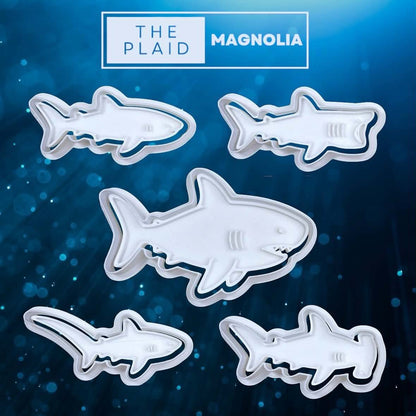 Sharks - Custom 3D Printed Cookie Cutter + Stamp Combo