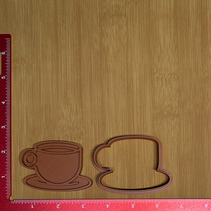 Mug & Saucer - Custom 3D Printed Cookie Cutter + Stamp Combo