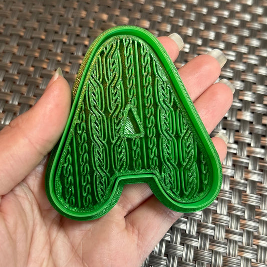 Letter with Cable Knit Pattern - Custom 3D Printed Cookie Cutter + Stamp Combo