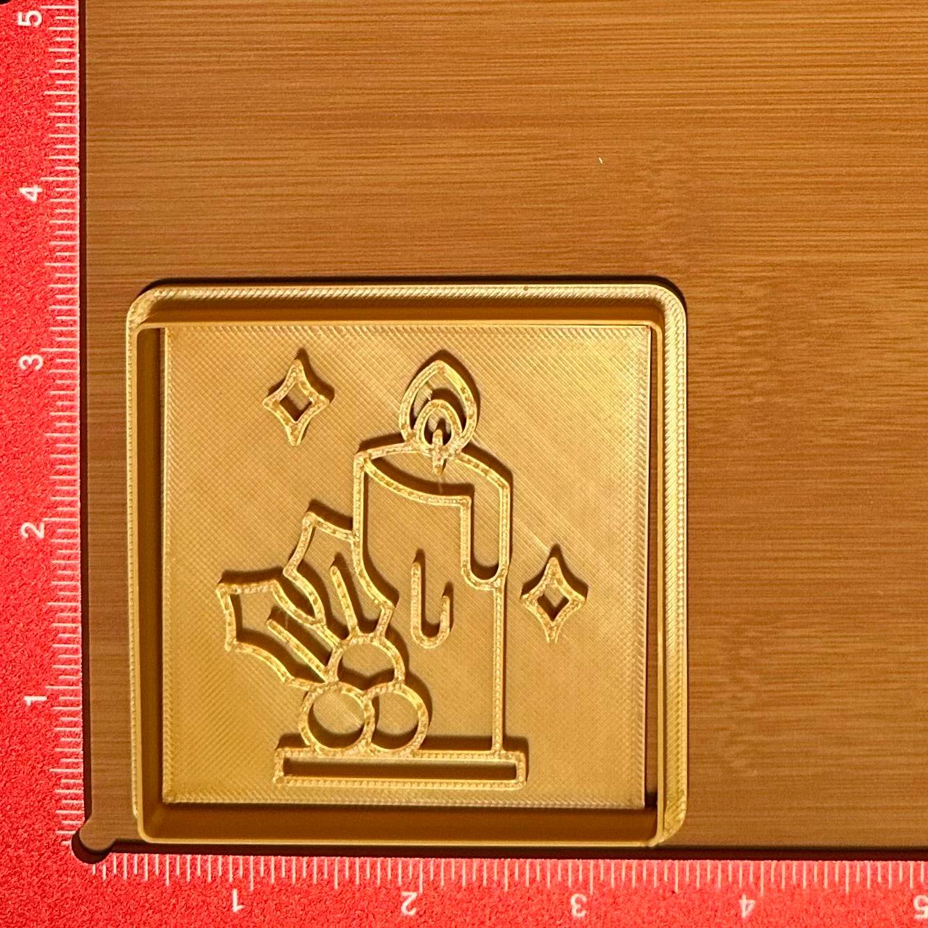 Candle with Holly - Custom 3D Printed Cookie Cutter + Stamp Combo