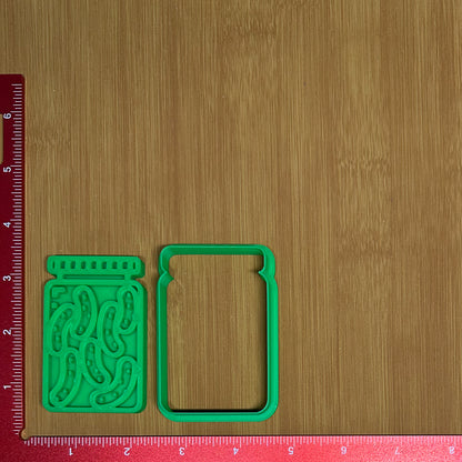 Pickle Jar - Custom 3D Printed Cookie Cutter + Stamp Combo