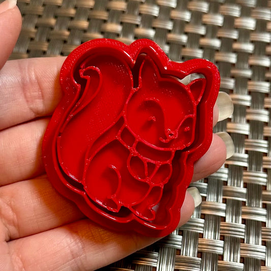 Christmas Squirrel - Custom 3D Printed Cookie Cutter + Stamp Combo