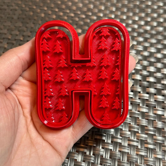 Letter with Trees Pattern - Custom 3D Printed Cookie Cutter + Stamp Combo