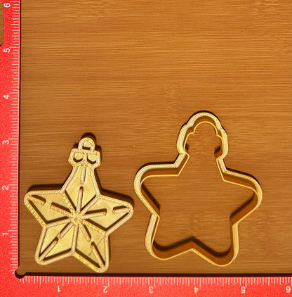 Star Ornament - Custom 3D Printed Cookie Cutter + Stamp Combo