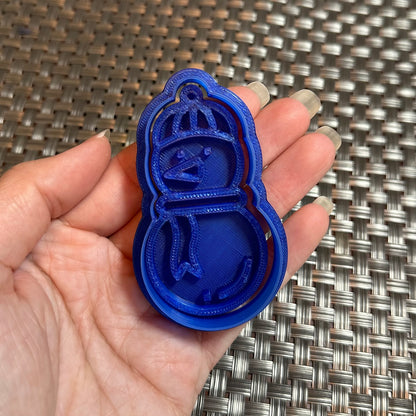 Snowman - Custom 3D Printed Cookie Cutter + Stamp Combo