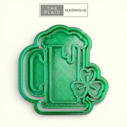 Beer Mug with Clover - Custom 3D Printed Cookie Cutter + Stamp Combo
