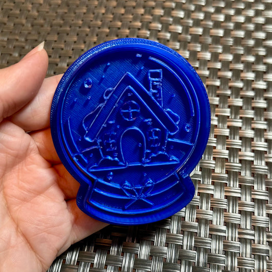 Snow Globe with Gingerbread House - Custom 3D Printed Cookie Cutter + Stamp Combo