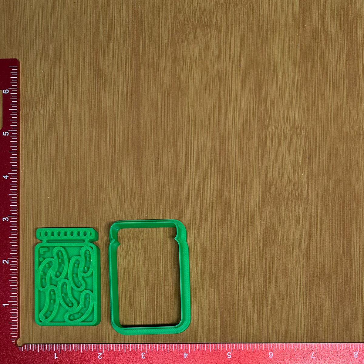 Pickle Jar - Custom 3D Printed Cookie Cutter + Stamp Combo