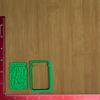 Pickle Jar - Custom 3D Printed Cookie Cutter + Stamp Combo