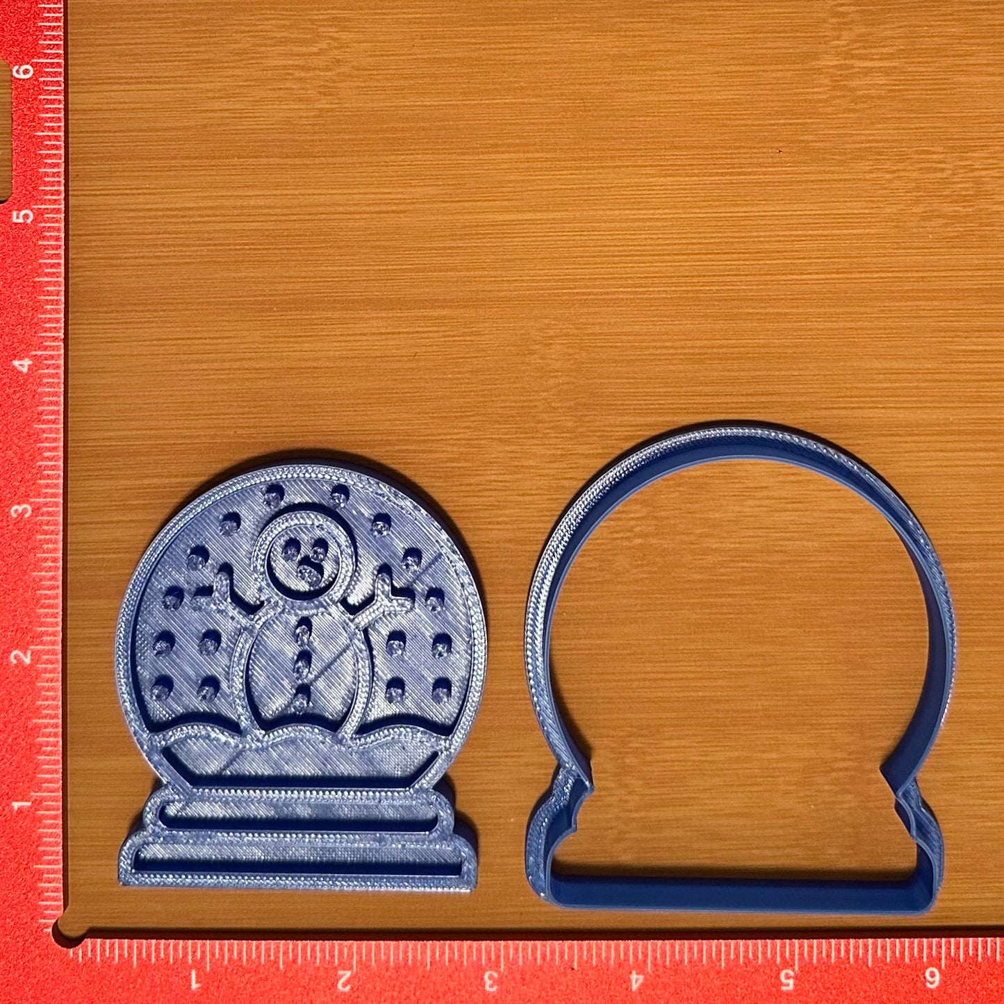 Snow Globe with Snowman - Custom 3D Printed Cookie Cutter + Stamp Combo