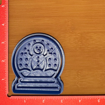 Snow Globe with Snowman - Custom 3D Printed Cookie Cutter + Stamp Combo