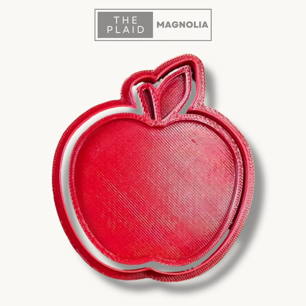 Simple Apple - Custom 3D Printed Cookie Cutter + Stamp Combo
