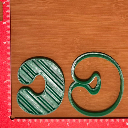 Letter with Candy Cane Stripe Pattern - Custom 3D Printed Cookie Cutter + Stamp Combo