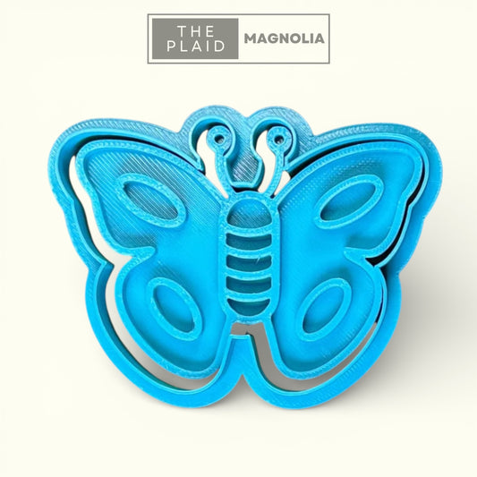 Butterfly - Custom 3D Printed Cookie Cutter + Stamp Combo