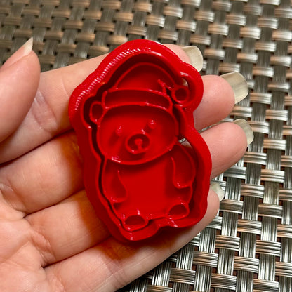 Christmas Bear - Custom 3D Printed Cookie Cutter + Stamp Combo