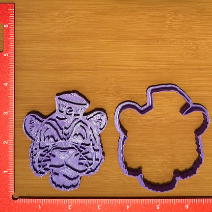 LSU Mike the Tiger Head - Custom 3D Printed Cookie Cutter + Stamp Combo