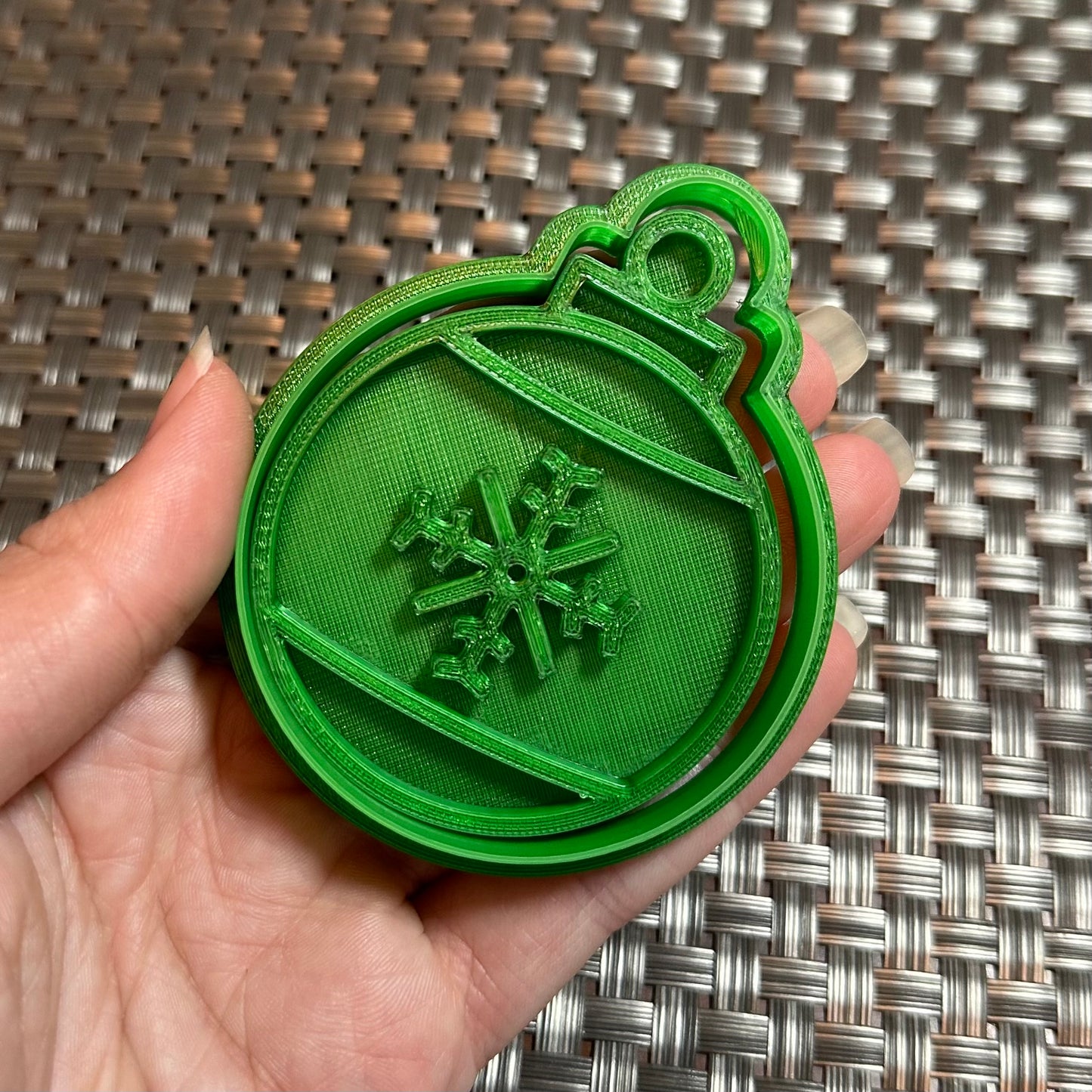 Round Ornament with Big Snowflake - Custom 3D Printed Cookie Cutter + Stamp Combo