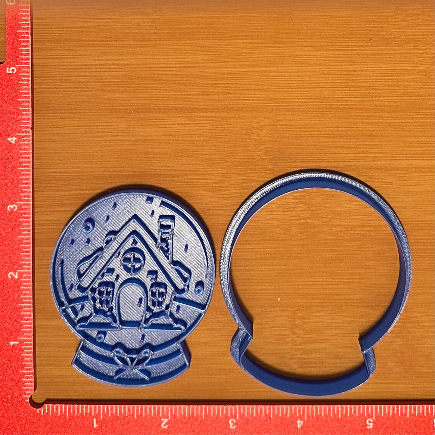 Snow Globe with Gingerbread House - Custom 3D Printed Cookie Cutter + Stamp Combo