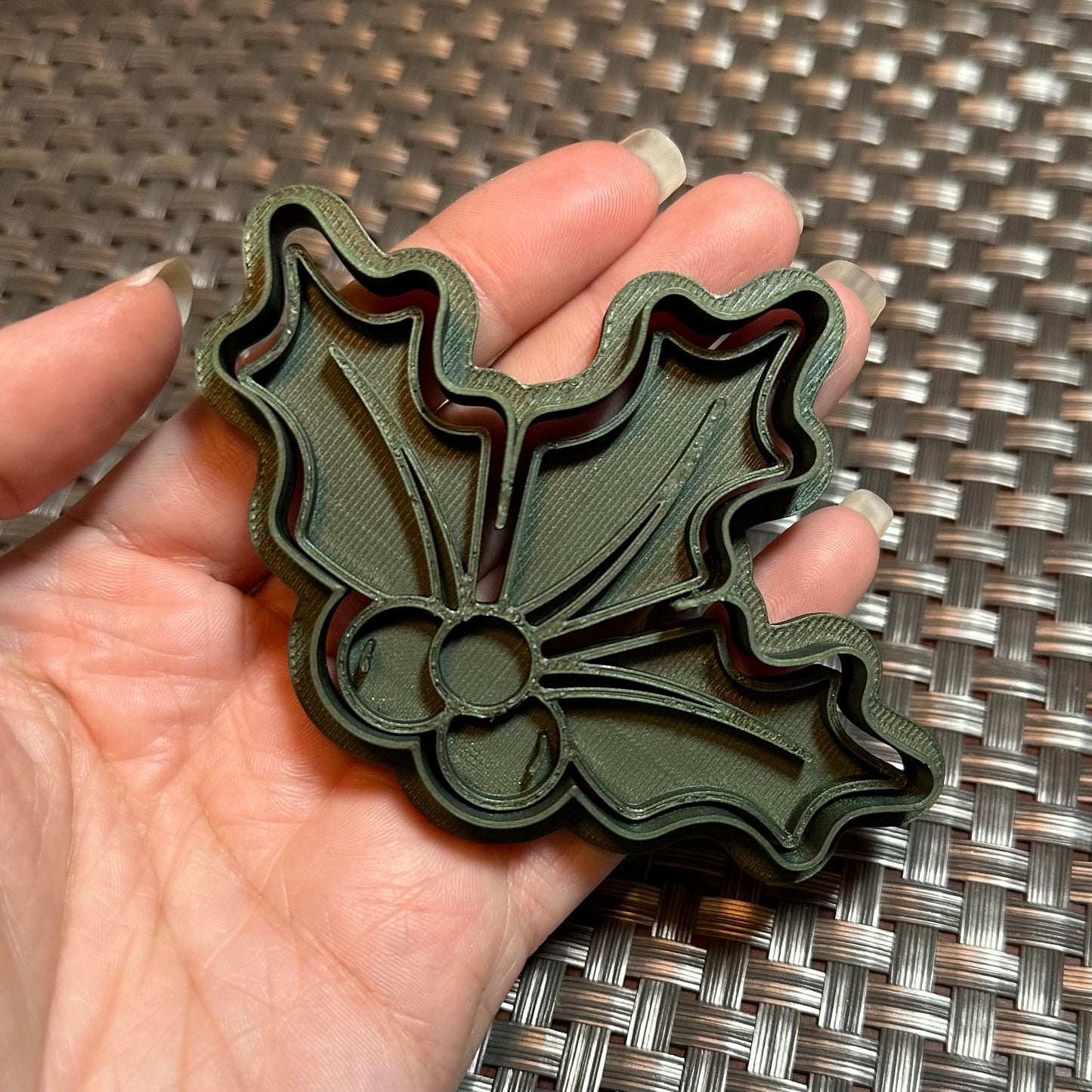 Holly with Berries - Custom 3D Printed Cookie Cutter + Stamp Combo