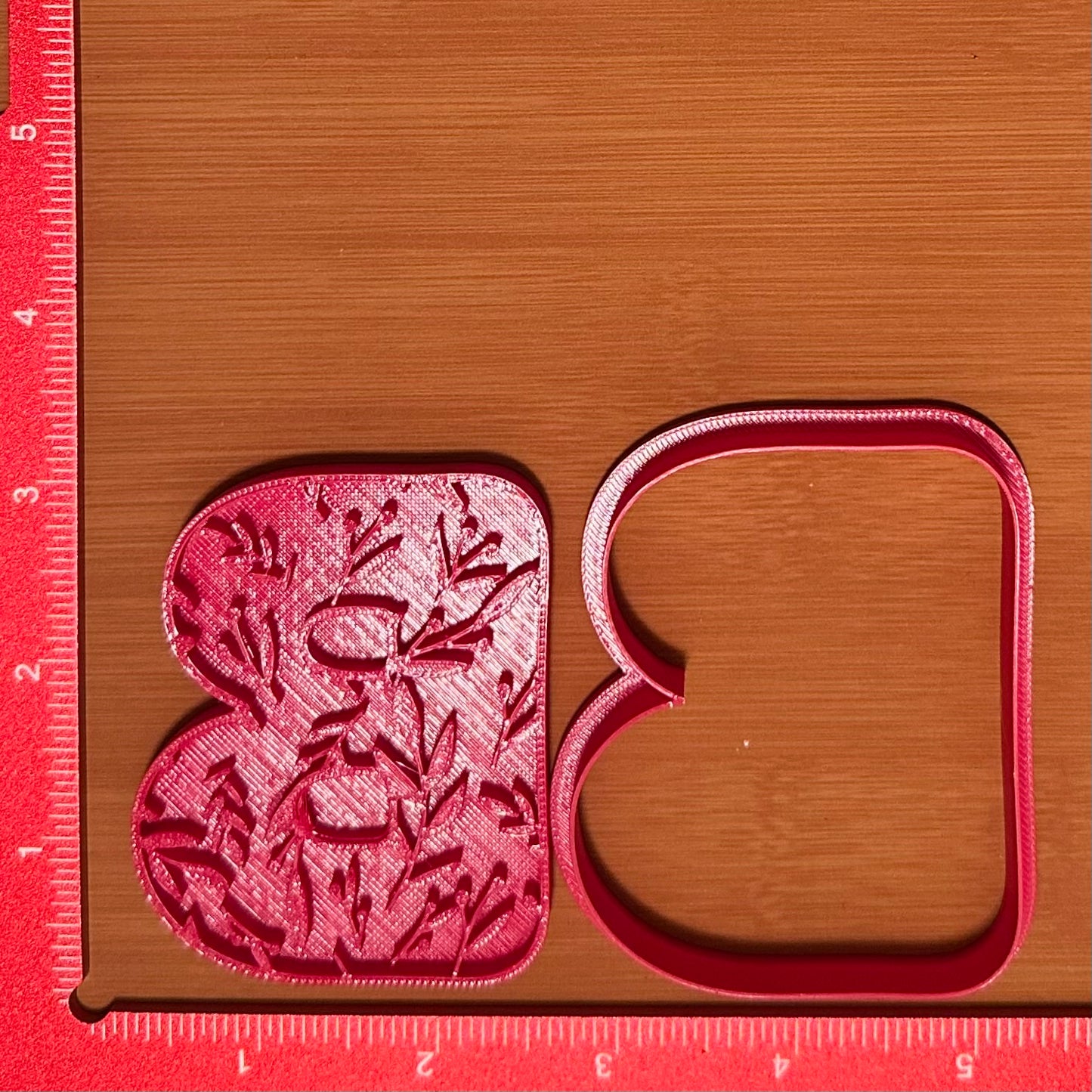 Letter with Winter Botanical Pattern - Custom 3D Printed Cookie Cutter + Stamp Combo