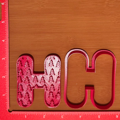 Letter with Trees Pattern - Custom 3D Printed Cookie Cutter + Stamp Combo