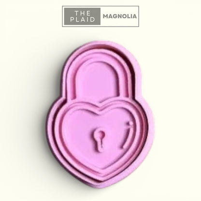 Heart Shaped Lock - Custom 3D Printed Cookie Cutter + Stamp Combo