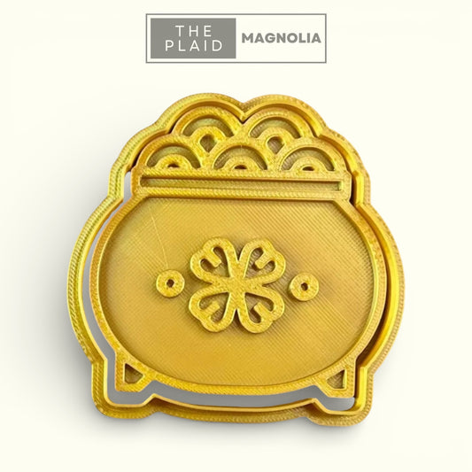 Pot of Gold - Custom 3D Printed Cookie Cutter + Stamp Combo