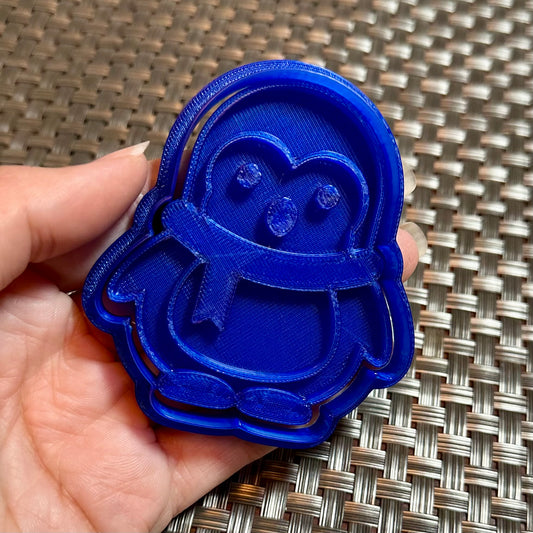 Penguin with Scarf - Custom 3D Printed Cookie Cutter + Stamp Combo