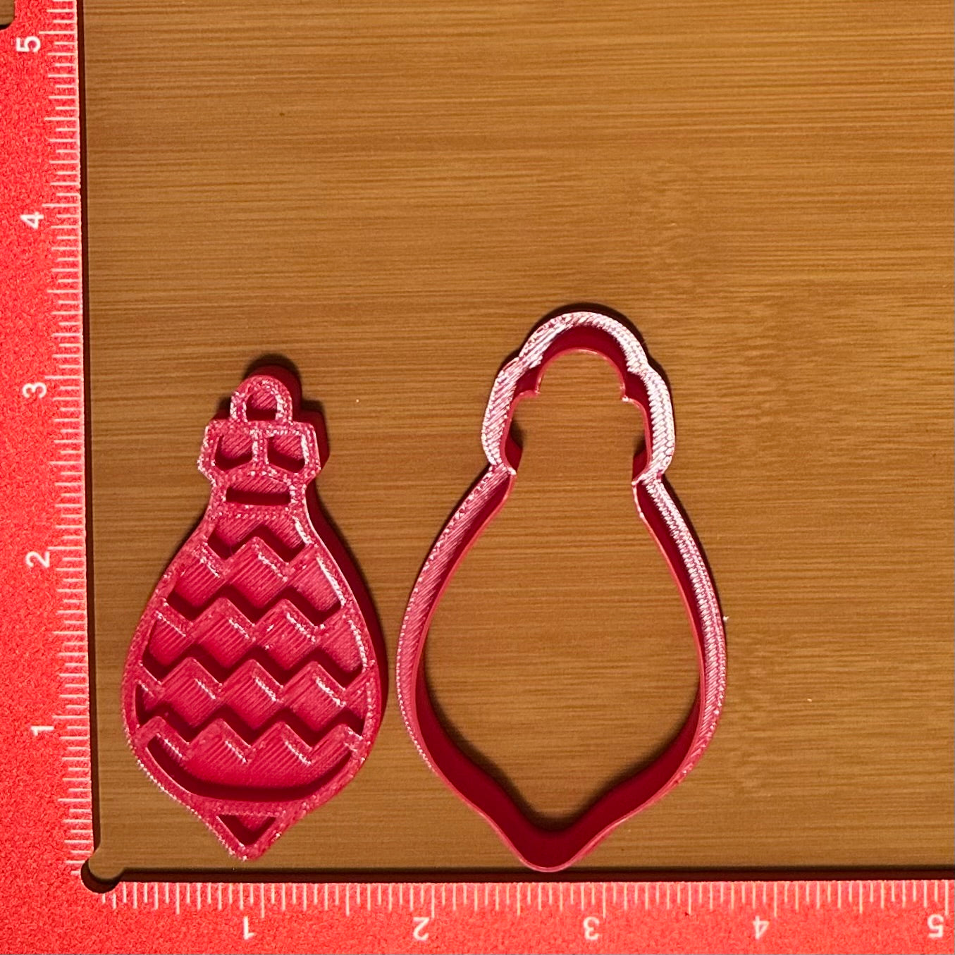 Bulb Ornament with Chevron Pattern - Custom 3D Printed Cookie Cutter + Stamp Combo