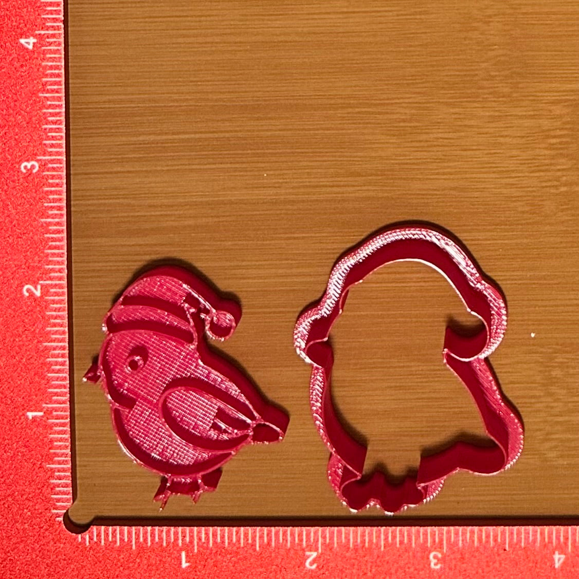 Bird with Santa Hat - Custom 3D Printed Cookie Cutter + Stamp Combo