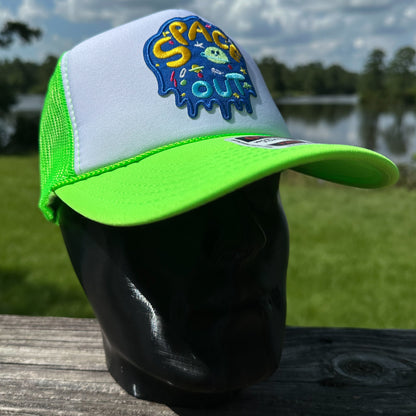 Space Out | Neon Green & White Otto Foam Front Rope Trucker Hat