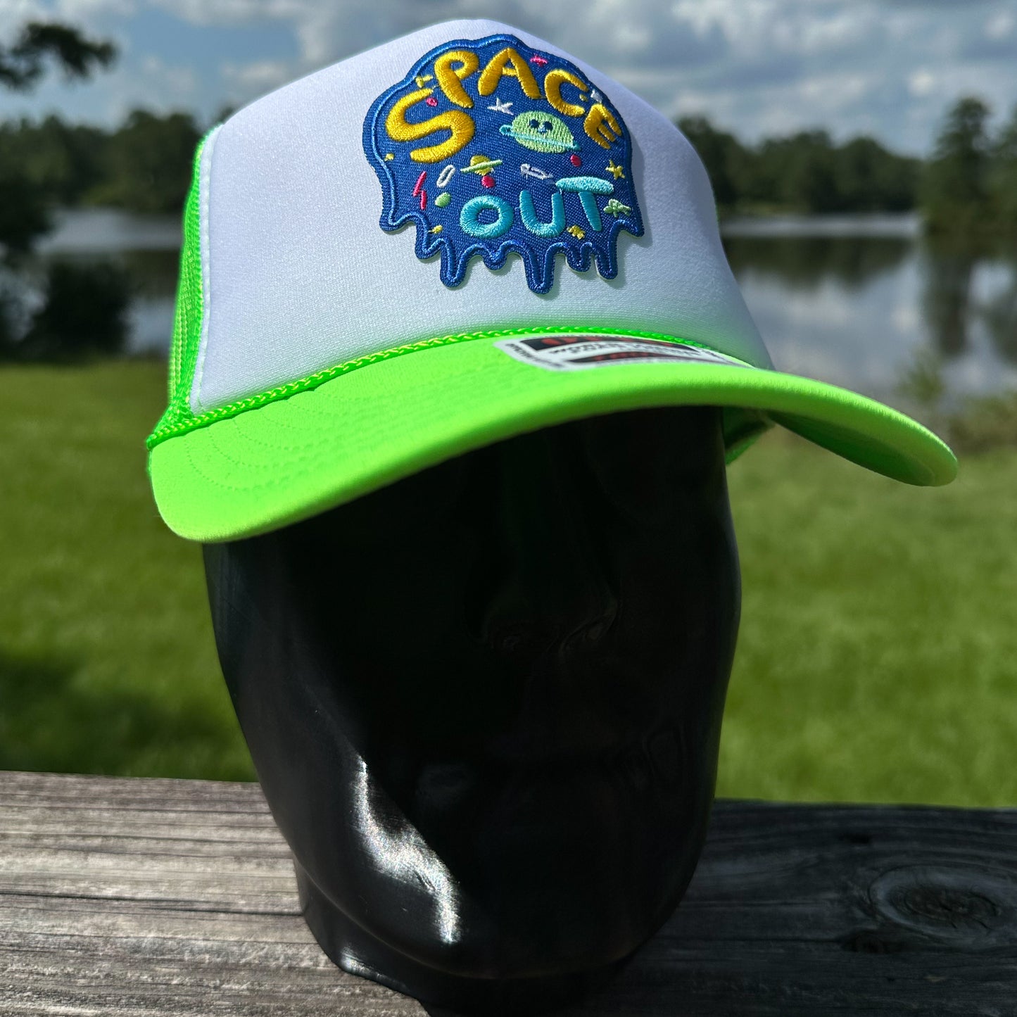 Space Out | Neon Green & White Otto Foam Front Rope Trucker Hat