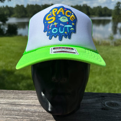 Space Out | Neon Green & White Otto Foam Front Rope Trucker Hat