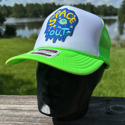 Space Out | Neon Green & White Otto Foam Front Rope Trucker Hat