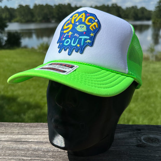 Space Out | Neon Green & White Otto Foam Front Rope Trucker Hat