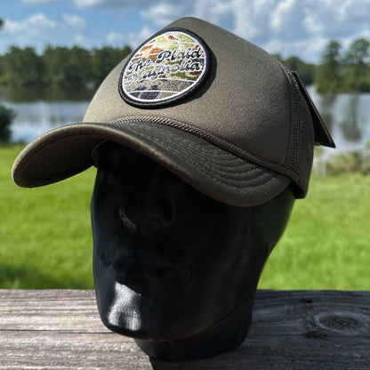 Plaid Magnolia | Olive Green Foam Front | Decky High Crown