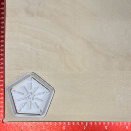 Starburst, Pentagon Shaped - Custom 3D Printed Cookie Cutter + Stamp Combo