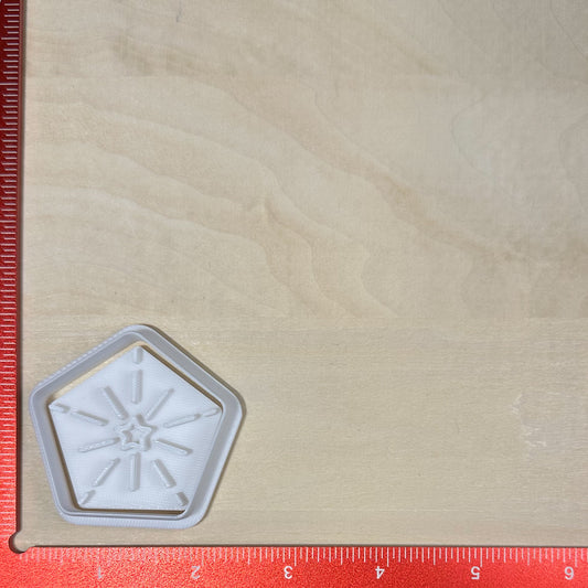 Starburst, Pentagon Shaped - Custom 3D Printed Cookie Cutter + Stamp Combo