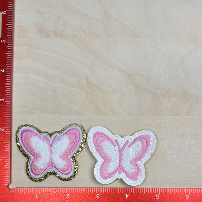 Butterfly, Pink & White - Chenille Patch