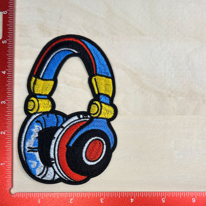 Headphones, Blue - Embroidered Patch