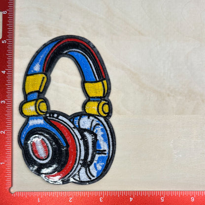 Headphones, Blue - Embroidered Patch